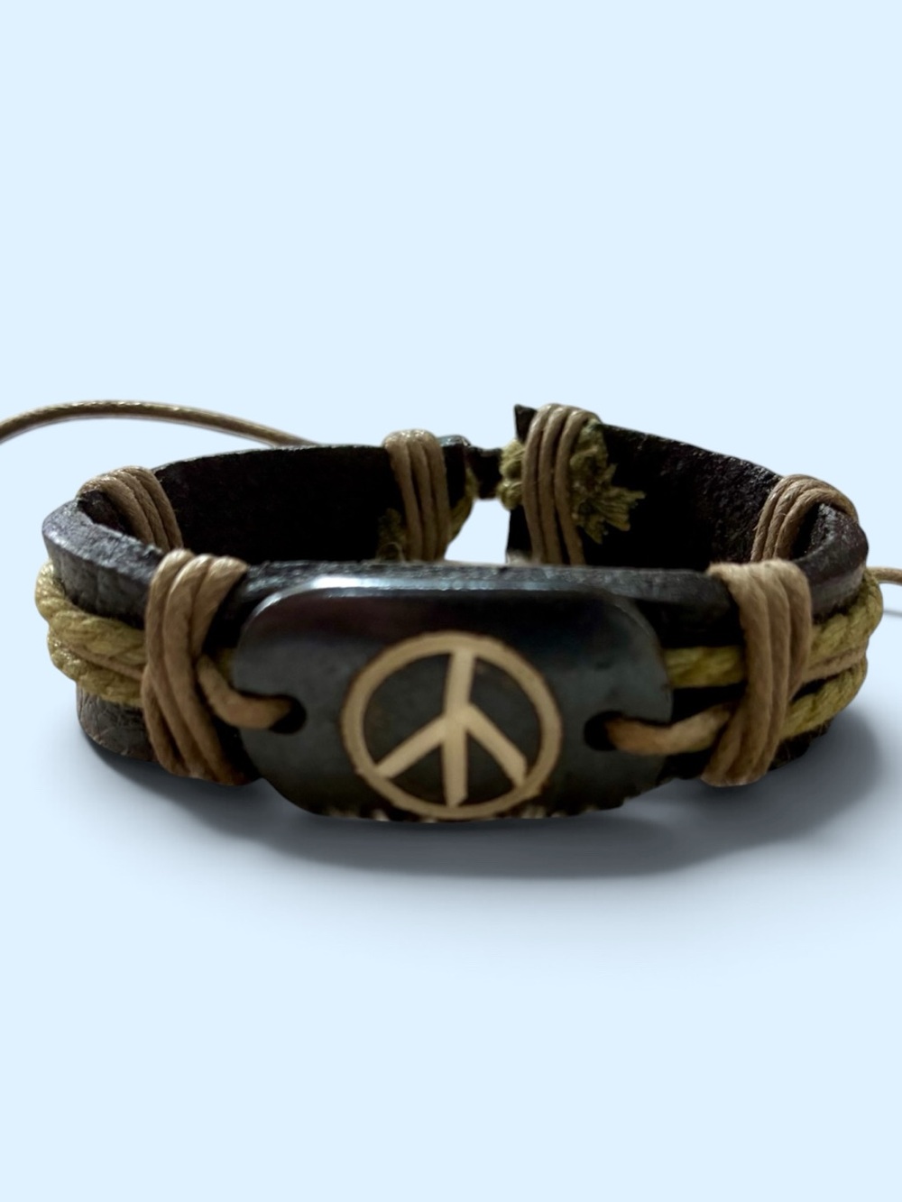 Unisex Leather Peace Bracelet